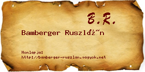 Bamberger Ruszlán névjegykártya